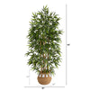 64” Artificial Bamboo Tree with Natural Bamboo Trunks in Handmade Natural Planter with Tassels