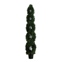 7' Double Pond Cypress Spiral Artificial Topiary UV Resistant (Indoor/Outdoor)