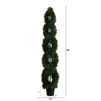 7' Double Pond Cypress Spiral Artificial Topiary UV Resistant (Indoor/Outdoor)