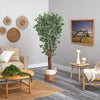 70” Variegated Artificial Ficus Tree in Jute & Cotton Planter UV Resistant (Indoor/Outdoor)