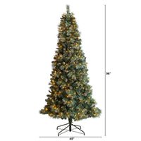 8’ Frosted Tip British Columbia Mountain Pine Artificial Christmas Tree With  500 Clear Lights 