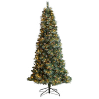 8’ Frosted Tip British Columbia Mountain Pine Artificial Christmas Tree With  500 Clear Lights 