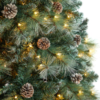 8’ Frosted Tip British Columbia Mountain Pine Artificial Christmas Tree With  500 Clear Lights 