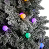 9.5' Flocked British Columbia Mountain Fir Artificial Christmas Tree With 150 Multi Color Globe Bulbs