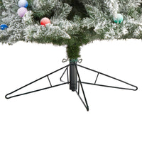 9.5' Flocked British Columbia Mountain Fir Artificial Christmas Tree With 150 Multi Color Globe Bulbs