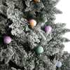 9.5' Flocked British Columbia Mountain Fir Artificial Christmas Tree With 150 Multi Color Globe Bulbs