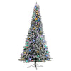 9.5' Flocked British Columbia Mountain Fir Artificial Christmas Tree With 150 Multi Color Globe Bulbs