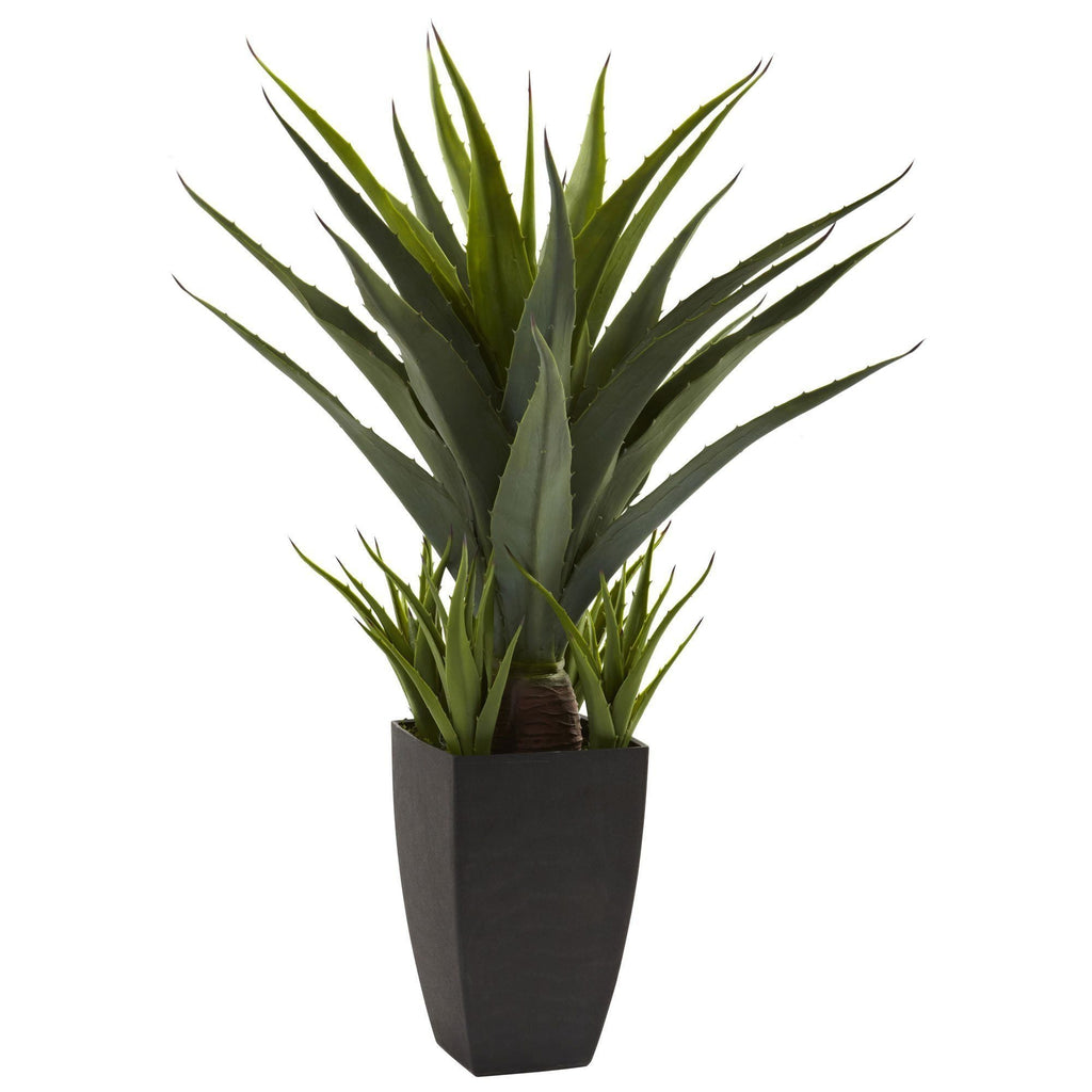 Artificial Agave w/Black Planter