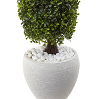 Boxwood Artificial Topiary with White Planter UV Resistant (Indoor/Outdoor)