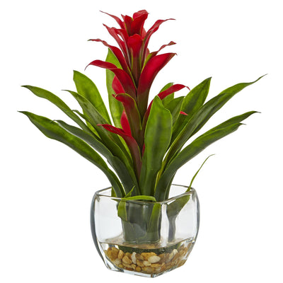 Artificial Bromeliad with Vase Arrangement