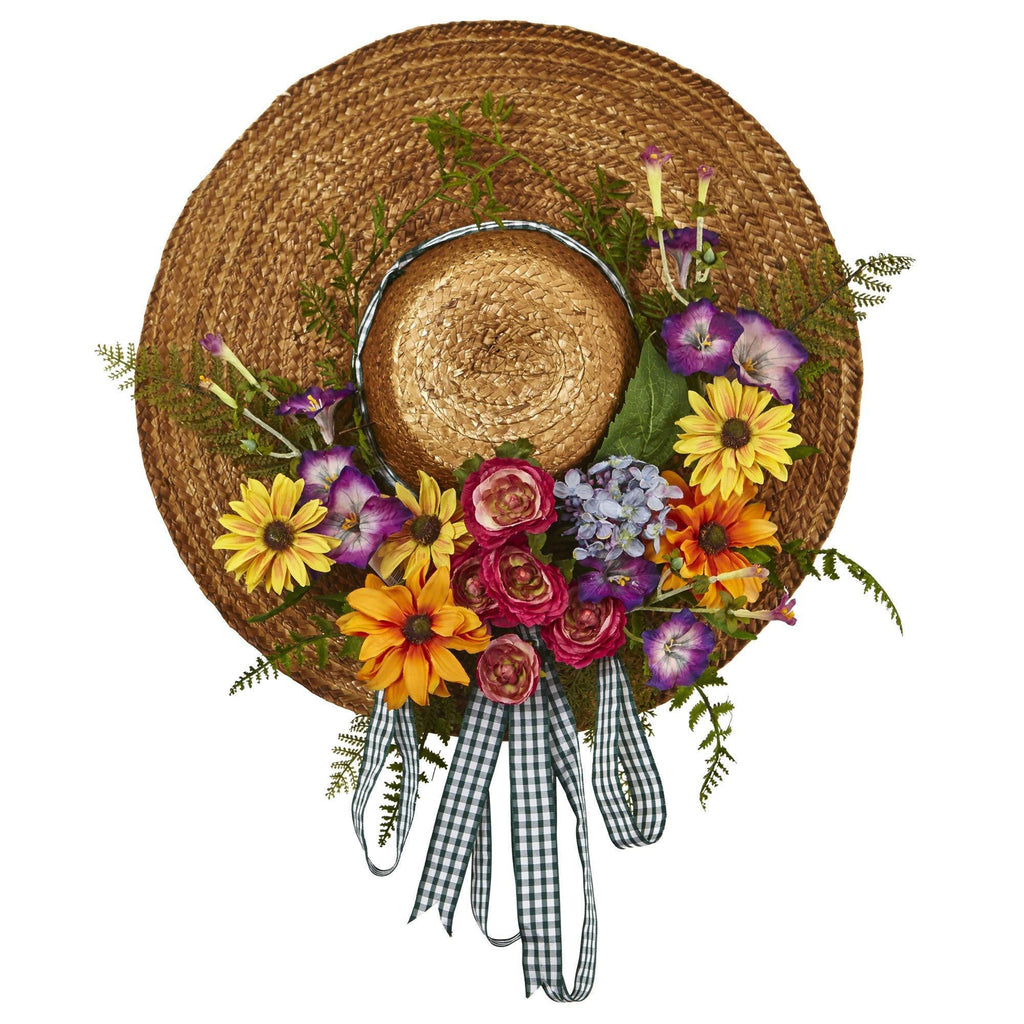 Mixed Flower Hat Artificial Wreath