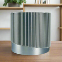 Mid-Century Ribbed Planter with Drainage and Saucer in Multiple Colors & Sizes