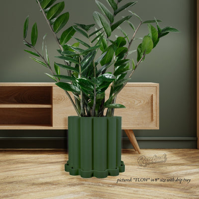 Funky Flow Planter with Drainage and Unique Tray, Pick & Choose Your Color