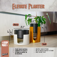 Modern Elevated Planter and Plant Stand Set - 2-Piece Plant Pot with Drainage in Multi Colors & Sizes