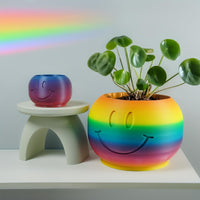 Happy Sprout Smiley Face Plant Pot with Drainage and Drip Tray With Size & Color Options