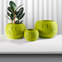 Happy Sprout Smiley Face Plant Pot with Drainage and Drip Tray With Size & Color Options