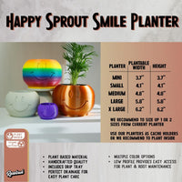 Happy Sprout Smiley Face Plant Pot with Drainage and Drip Tray With Size & Color Options