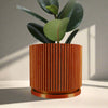Mid-Century Ribbed Planter In Several Different Colors & Sizes