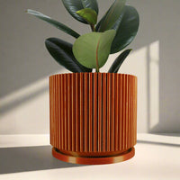 Mid-Century Ribbed Planter In Several Different Colors & Sizes