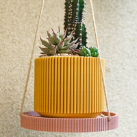 Mid-Century Ribbed Planter In Several Different Colors & Sizes