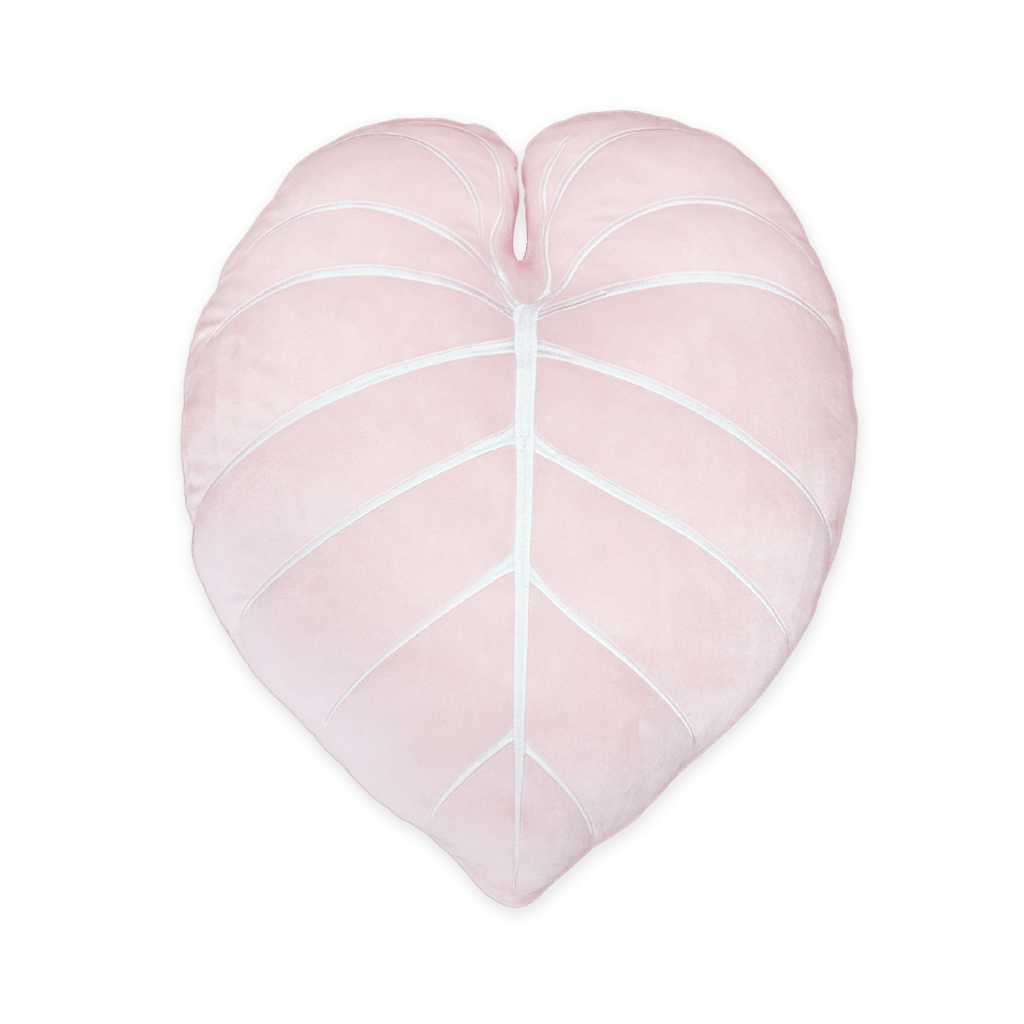 Philodendron Gloriosum Plant Leaf 27.5" Plush Pillow - Baby Pink