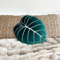 Philodendron Gloriosum 19.5" Plant Pillow - Forest Green