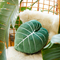 Philodendron Gloriosum 19.5" Tall Plant Leaf Pillow - Moody Green