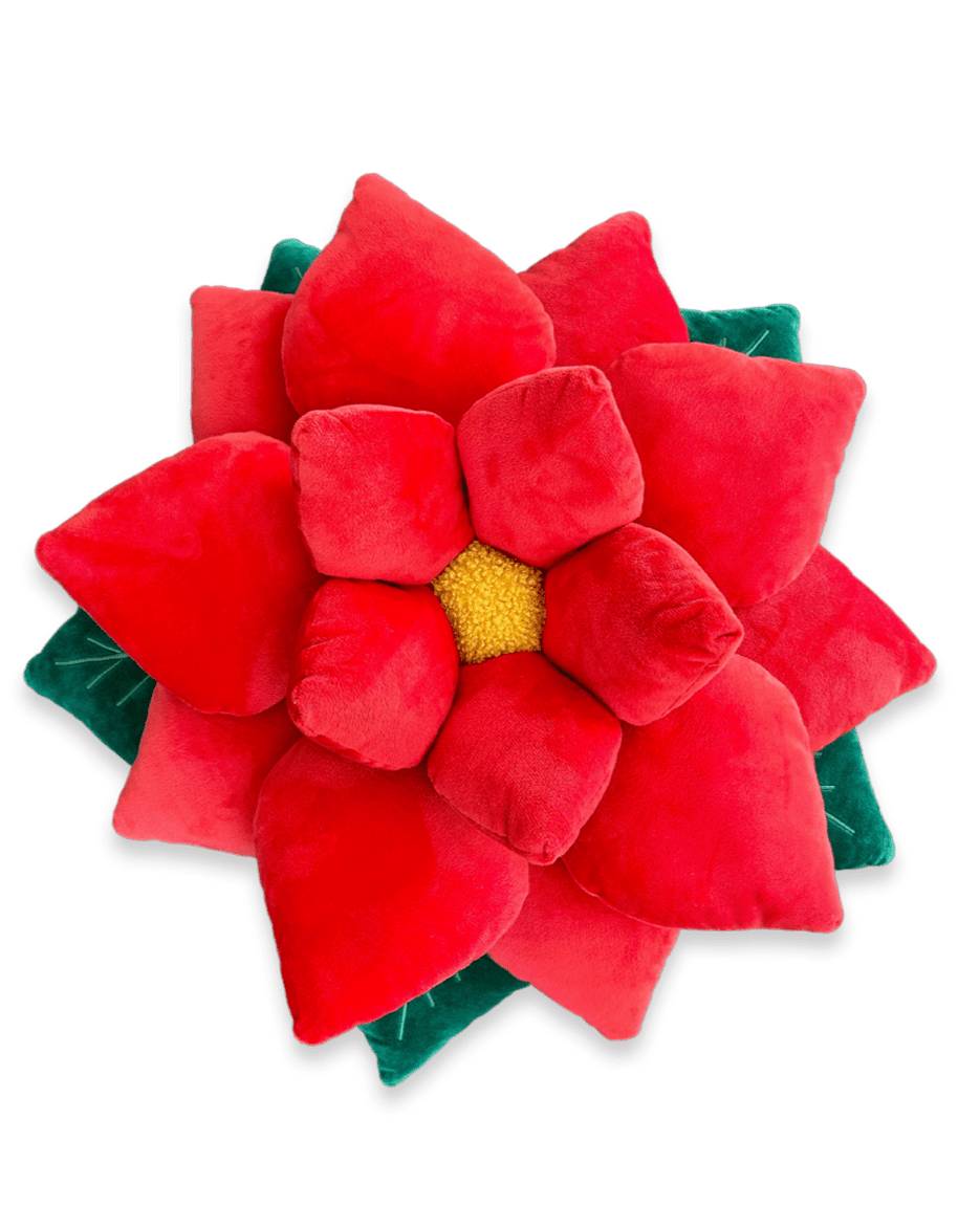 Poinsettia 23" Plant Pillow - Christmas Holiday Red