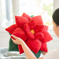 Poinsettia 23" Plant Pillow - Christmas Holiday Red