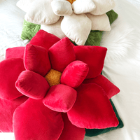 Poinsettia 23" Plant Pillow - Christmas Holiday Red