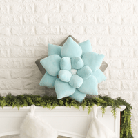 Poinsettia 20" Plant Pillow - Frost Blue