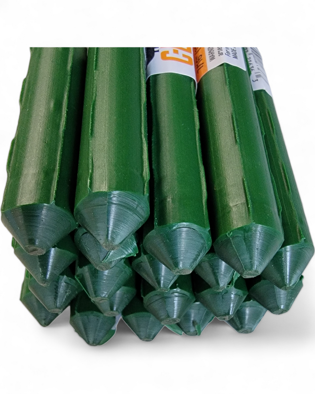 Twenty (20) Strong Steel Garden Stakes (available in lengths of:  3', 4', 5', and 6') All plant sticks are 7/16" diameter. Extra Grabby Coating