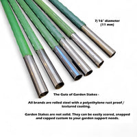 Twenty (20) Strong Steel Garden Stakes (available in lengths of:  3', 4', 5', and 6') All plant sticks are 7/16" diameter. Extra Grabby Coating