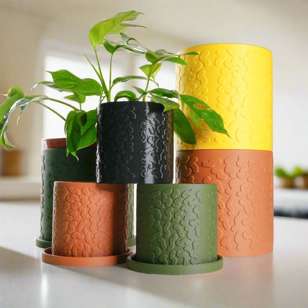 Tiny Squiggle Cheetah Planter Pot With Drainage & Drip Tray, Pick Your Color & Size